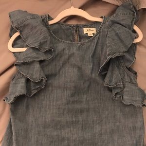 J Crew Flutter Sleeve Chambray